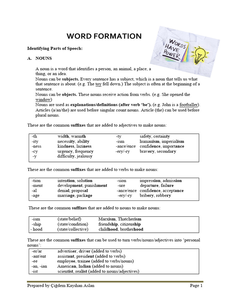Noun and Verb Formation Guide | PDF | Adverb | Adjective