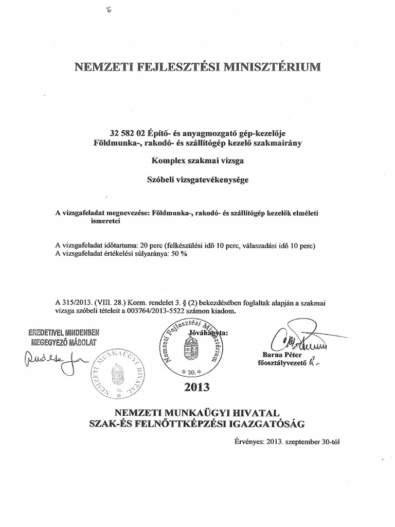 Epito-Es Anyagmozgato Gep Kezeloje Foldmunka | PDF