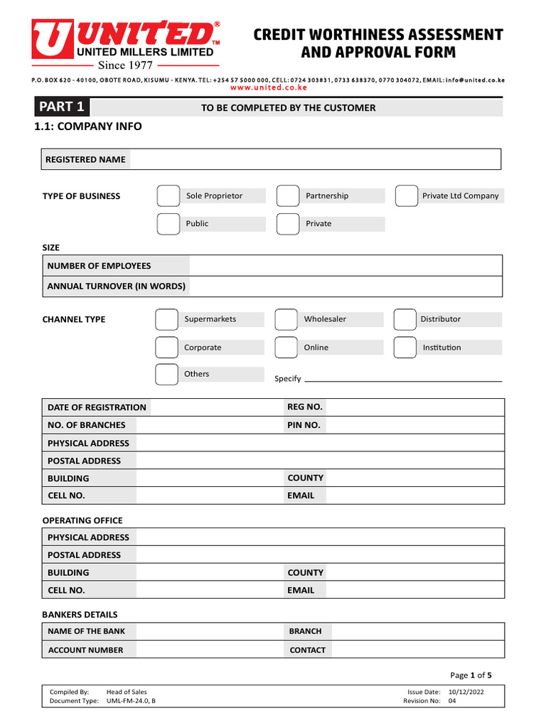 Credit Worthiness Assessment Form | PDF | Credit | Finance & Money ...