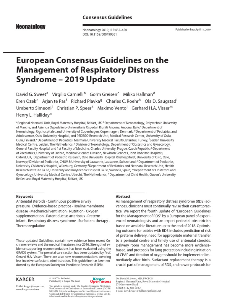 European Guideline Rds 2019 | PDF | Preterm Birth | Childbirth