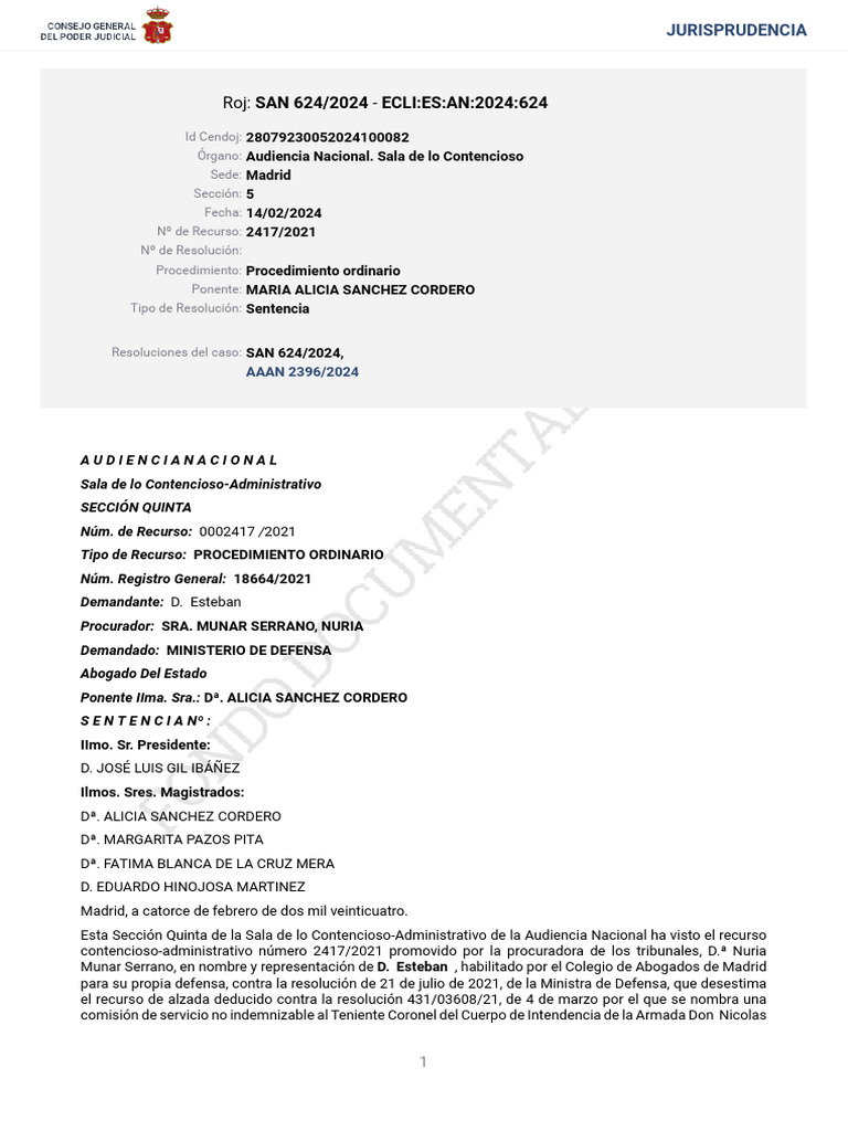 SAN_624_2024 | PDF | Caso de ley | Justicia