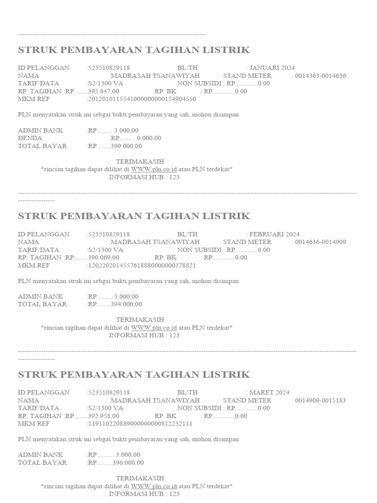 Tagihan Listrik Dan Air | PDF