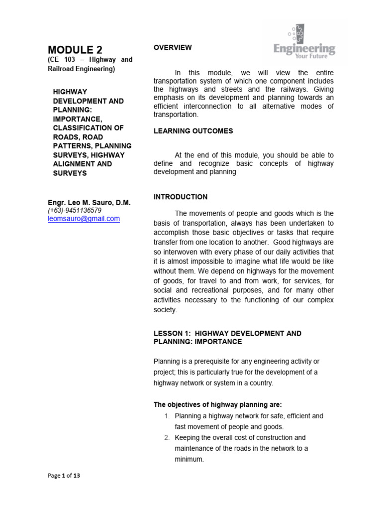 Highway Development and Planning Guide | PDF | Road | Road Surface