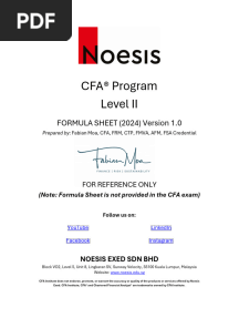 Noesis CFA Level 2 Formula Sheet 2024