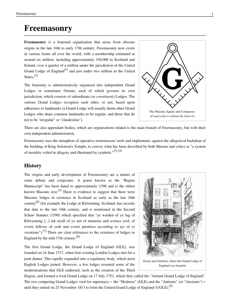 Overview of Freemasonry's History | PDF | Freemasonry | Masonic Lodge