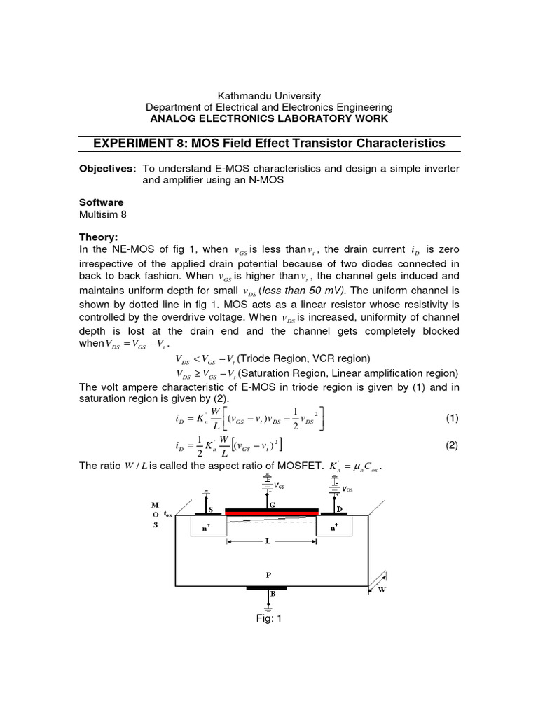 MOSFET Characteristics and Applications | PDF | Field Effect Transistor ...
