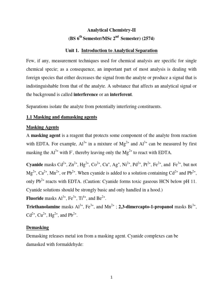 Analytical Separation Techniques in Chemistry | PDF | Salt (Chemistry ...