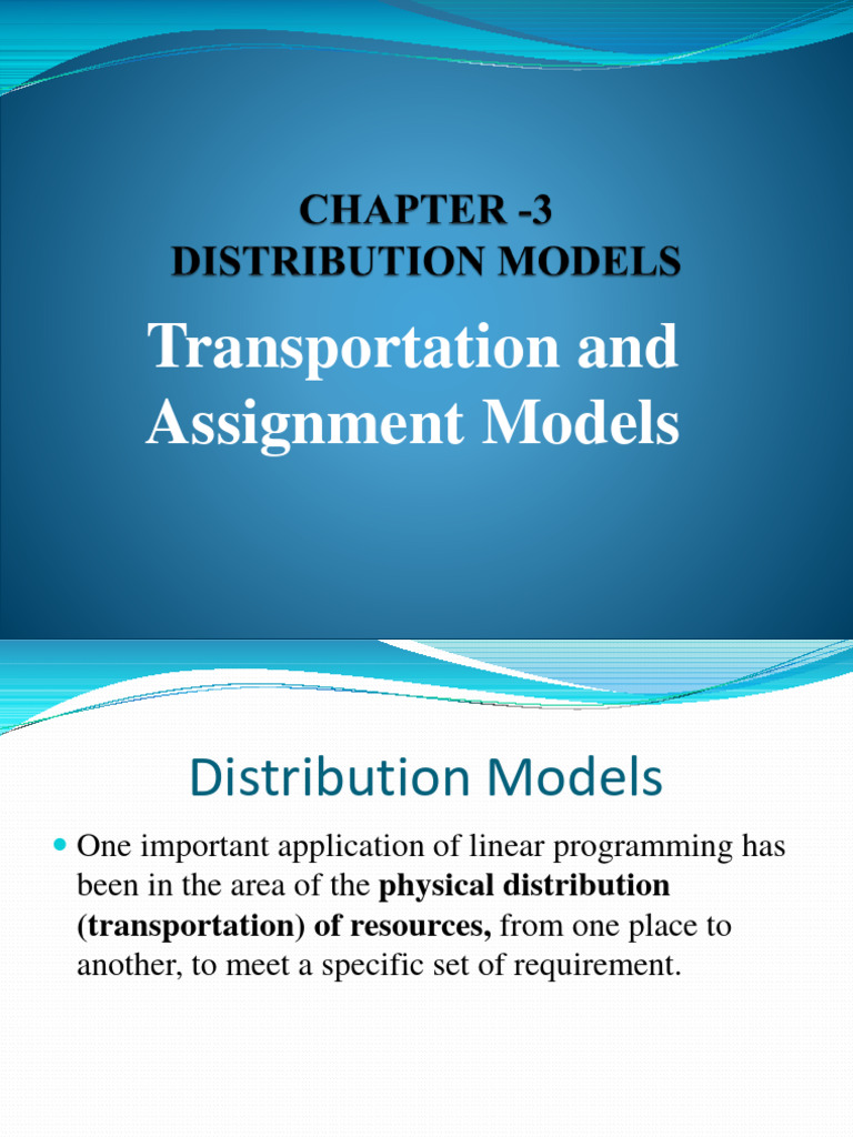 Transportation and Assignment Models Guide | PDF | Mathematical ...