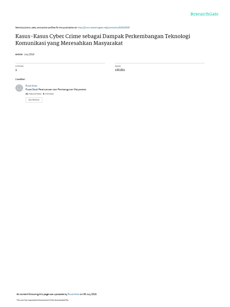 Kasus-Kasus Cyber Crime Sebagai Dampak Perkembangan Teknologi