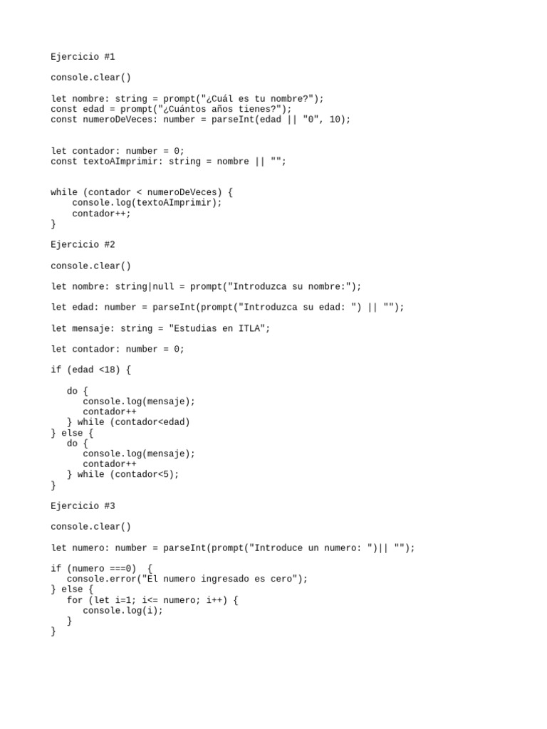 Ejercicios de Programación en JavaScript | PDF | Juegos y actividades ...