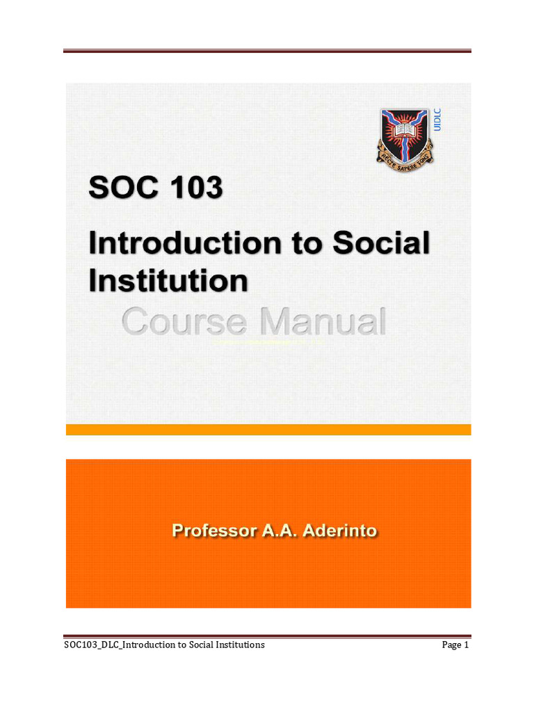 Soc 103 (0) - 1 | PDF | Institution | Distance Education