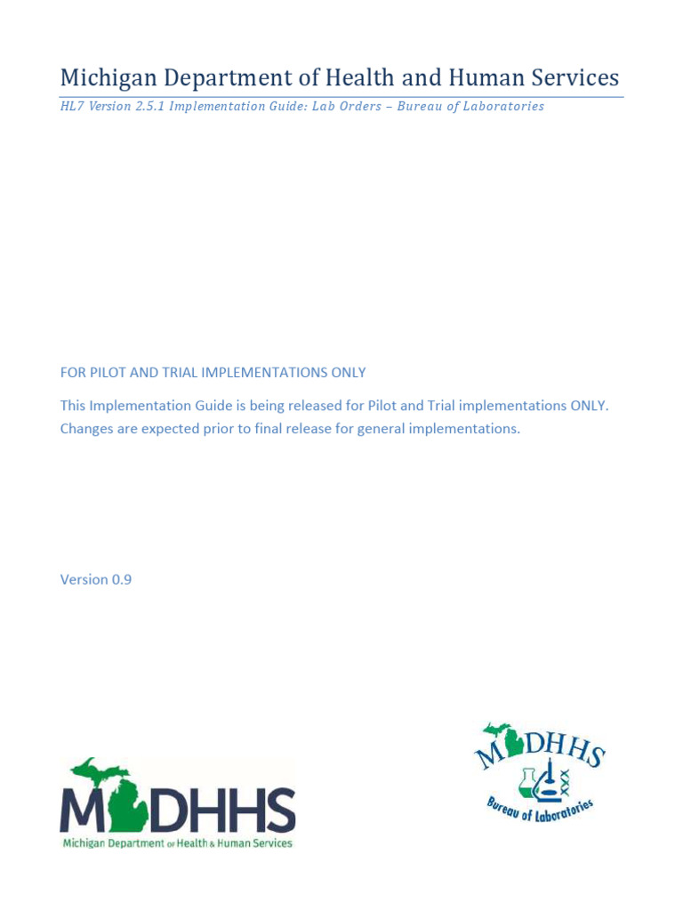 MDHHS HL7 Lab Orders Guide 2.5.1 | PDF | Identifier | Electronic Health ...