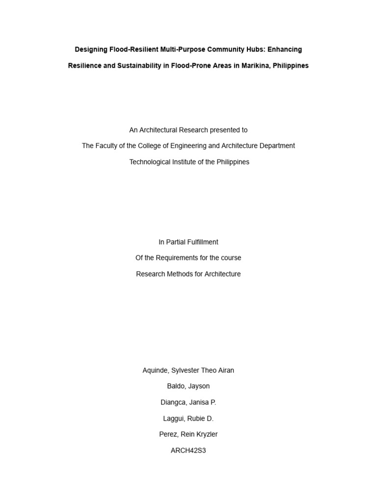 Designing Flood Resilient Multi Purpose Community Hubs Enhancing