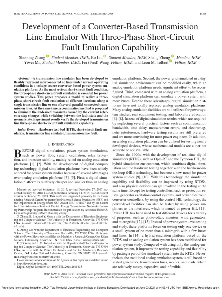 Development of A Converter-Based Transmission Line Emulator With Three ...