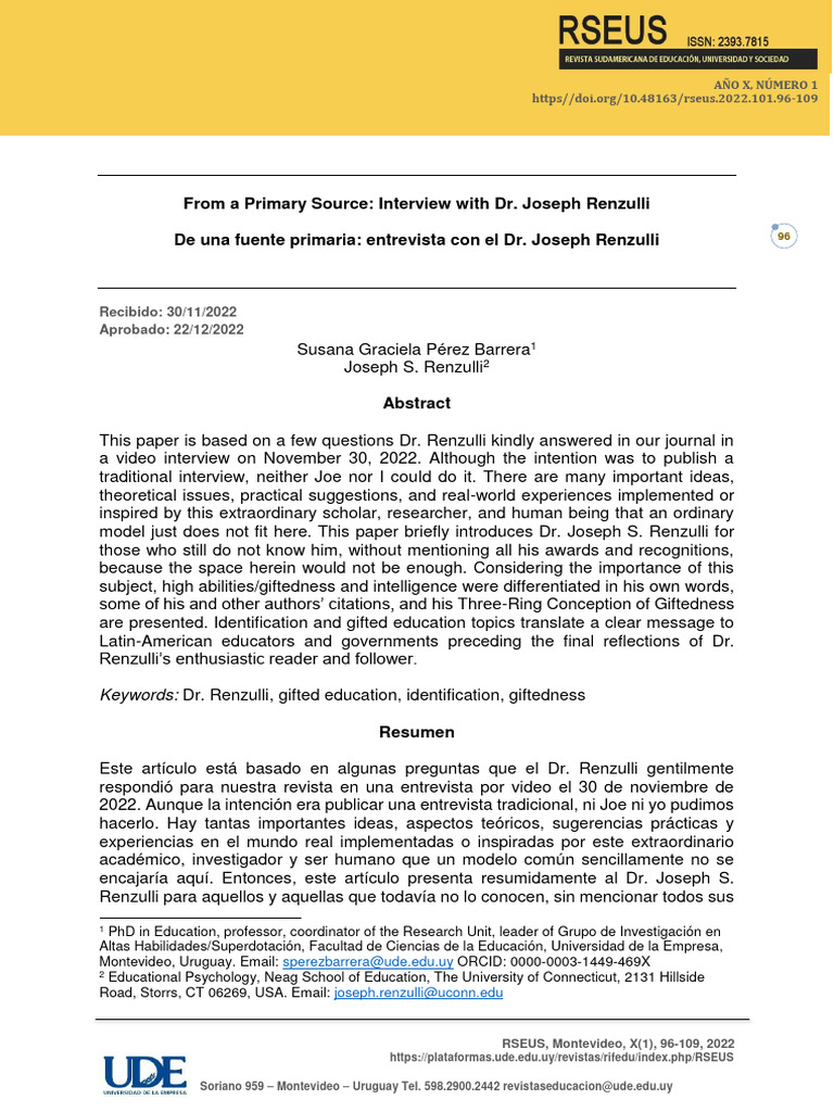 Interview Insights with Dr. Renzulli | PDF | Intellectual Giftedness ...