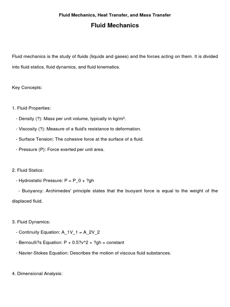 Fluid Mechanics and Heat Transfer Basics | PDF | Heat Transfer | Fluid ...