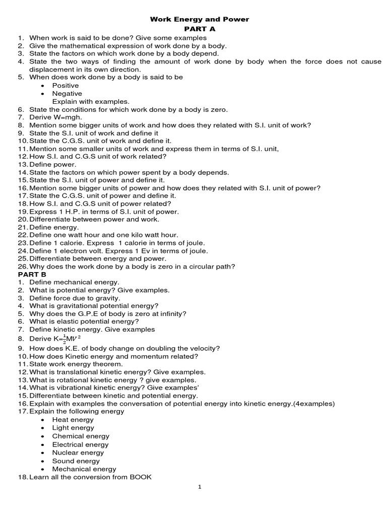 SI Units of Work, Power, and Energy | PDF | Kinetic Energy | Potential ...