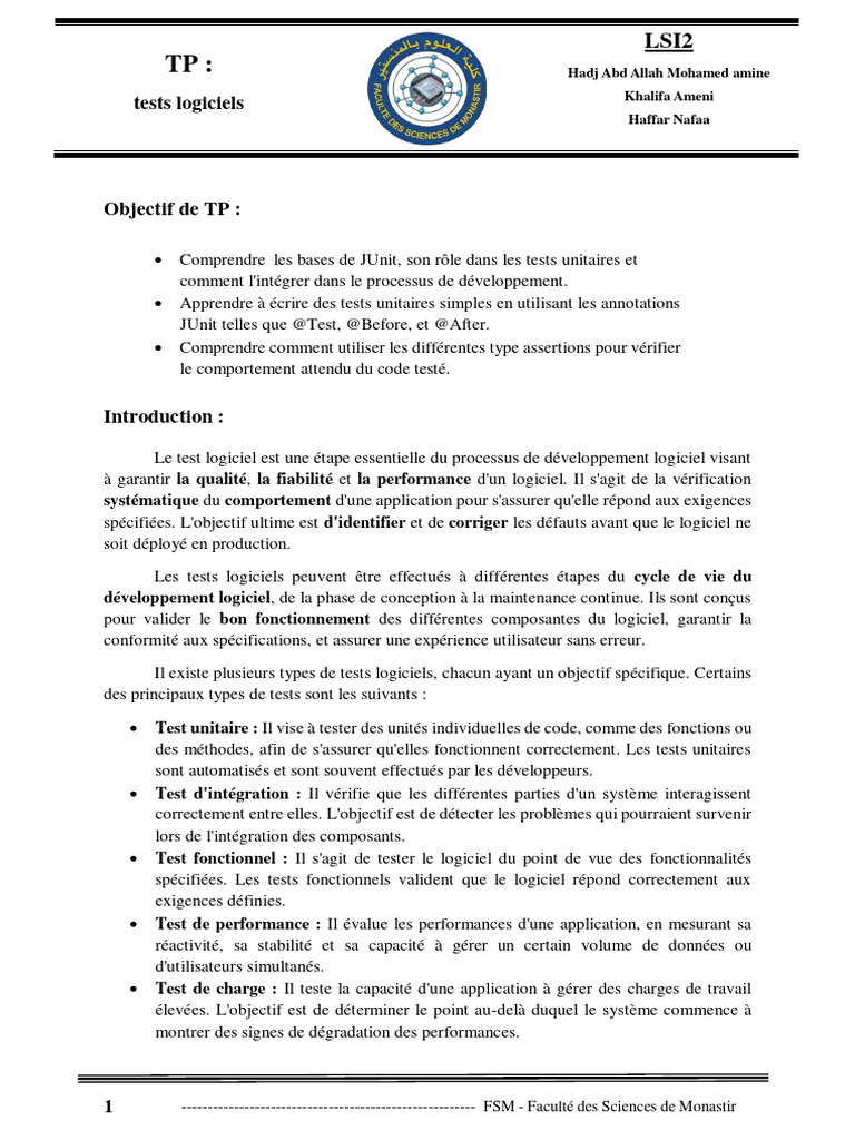 Introduction aux tests unitaires avec JUnit | PDF | Test de logiciel ...