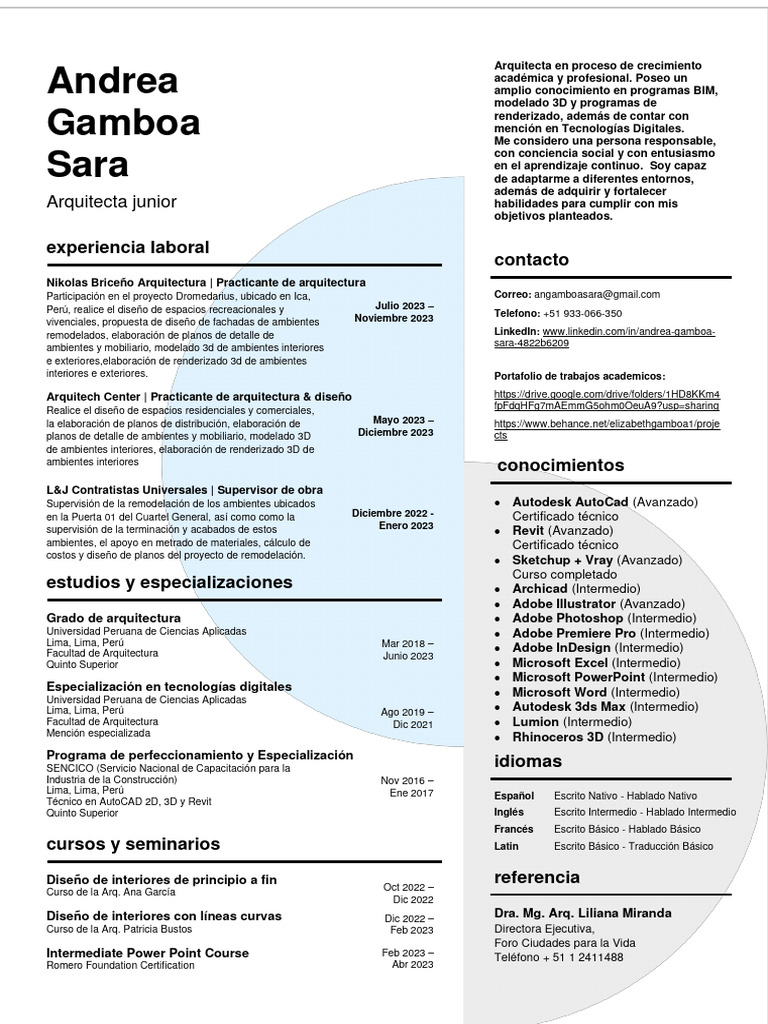 Cv andrea gamboa sara pdf autodesk revit arquitecto
