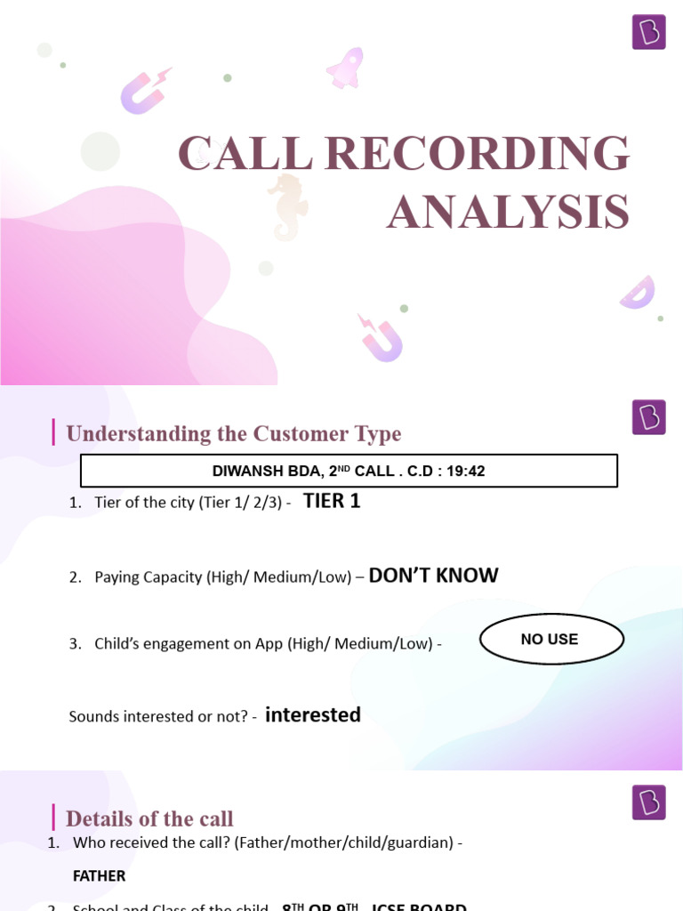 Call Recording Analysis: Customer Insights | PDF