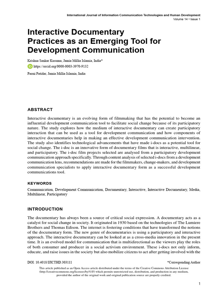 Interactive Documentary Pdf Qualitative Research Communication
