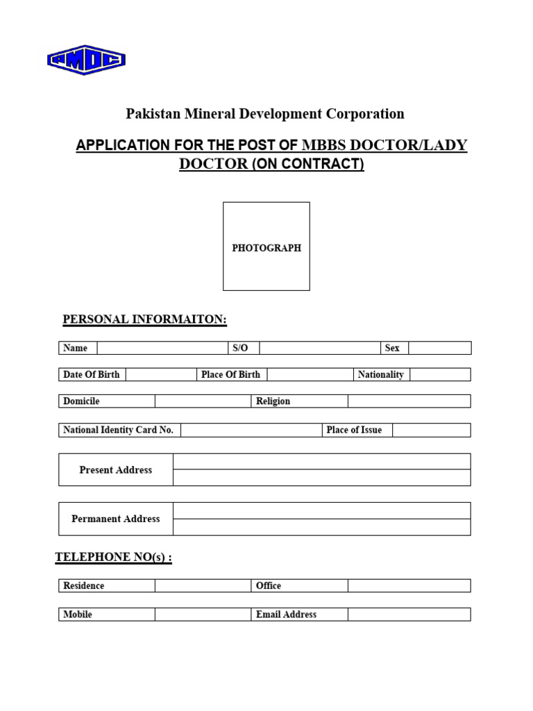 MBBS Doctor Application for PMDC | PDF | Career & Growth | Business