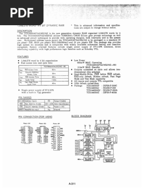 Toshiba TC514400AP 1mb X 4bit DRAM | PDF