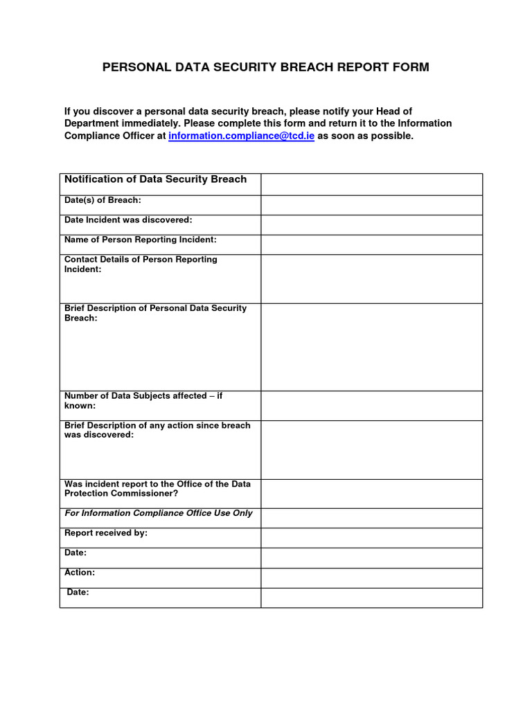 Data Security Breach Form | PDF