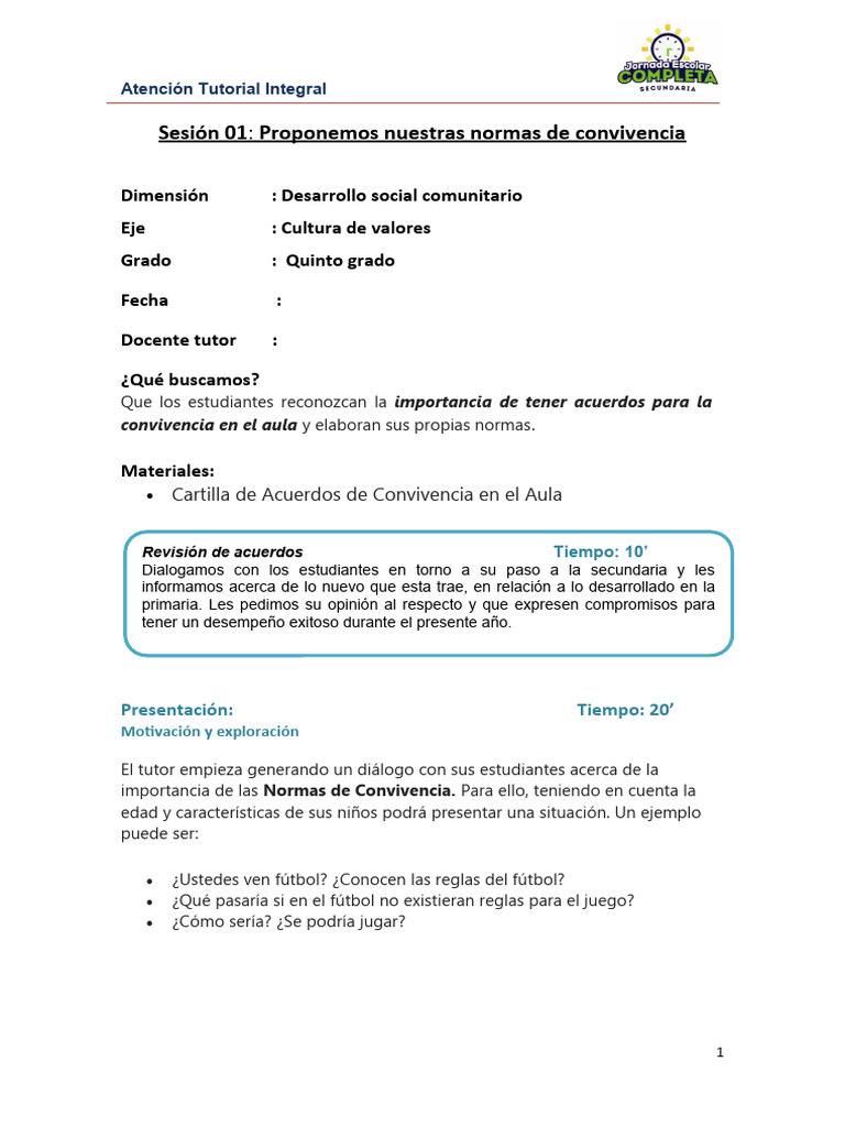 Sesion 5to Proponemos Nuestras Normas de Convivencia | PDF