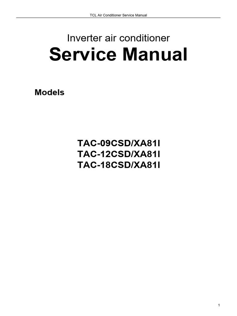 TCL Inverter AC Service Manual | PDF | Air Conditioning | Equipment