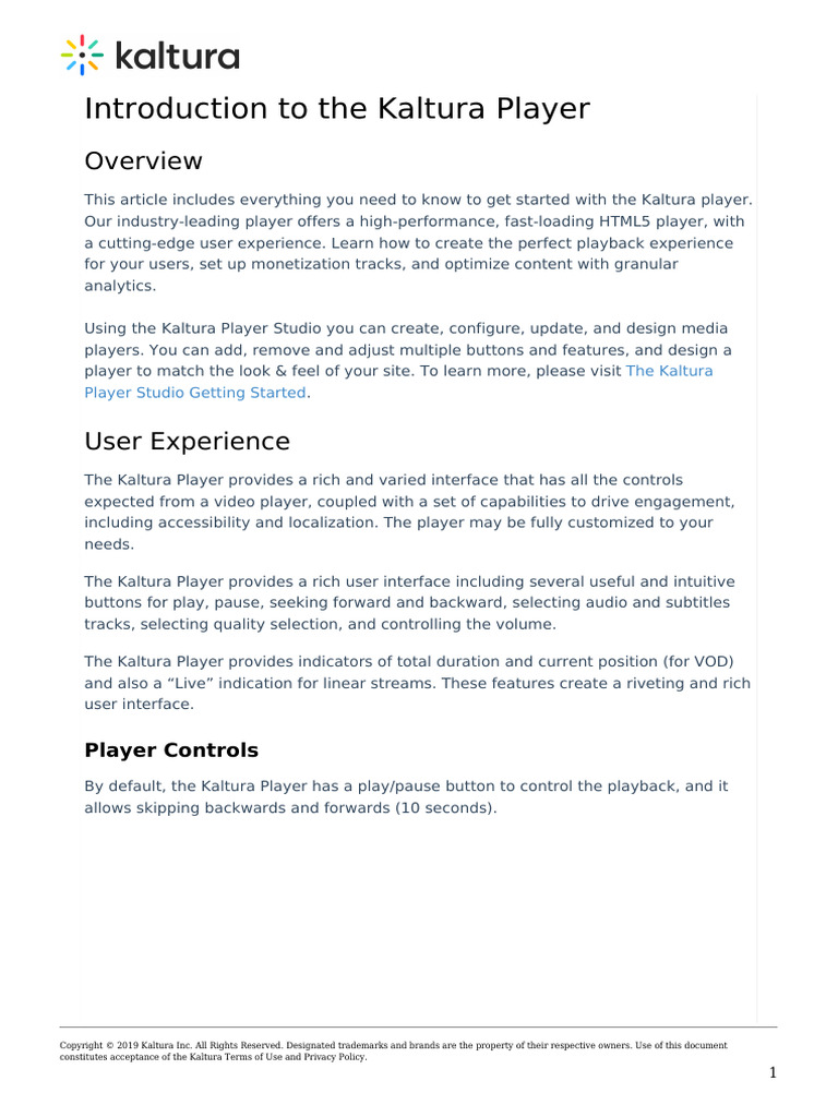 Introduction To The Kaltura Player | PDF | Dynamic Web Page | Streaming ...