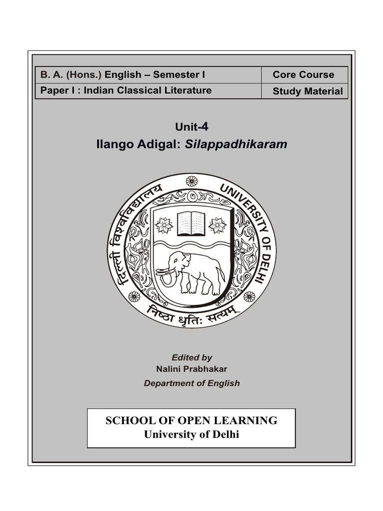 Ilango Adigal's Silappadhikaram Overview | PDF | Classics