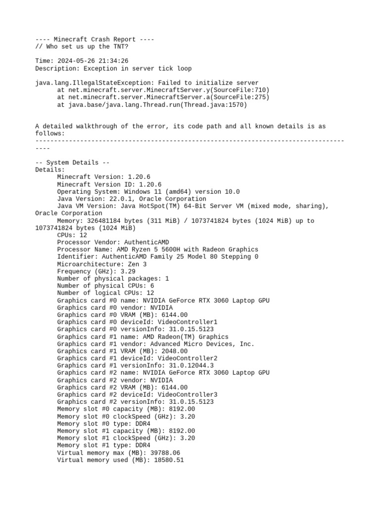 Minecraft Server Initialization Error | PDF | Graphics Processing Unit ...