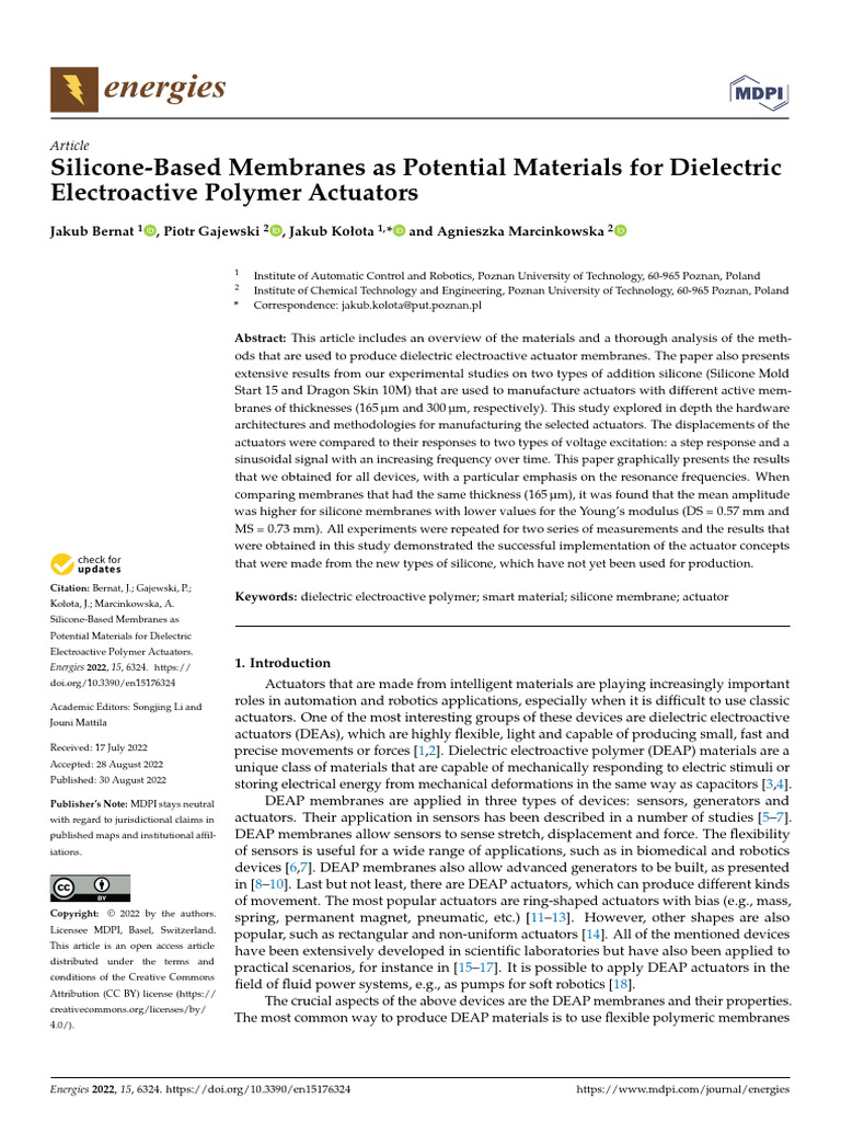 Energies 15 06324 | PDF | Actuator | Poly(Methyl Methacrylate)
