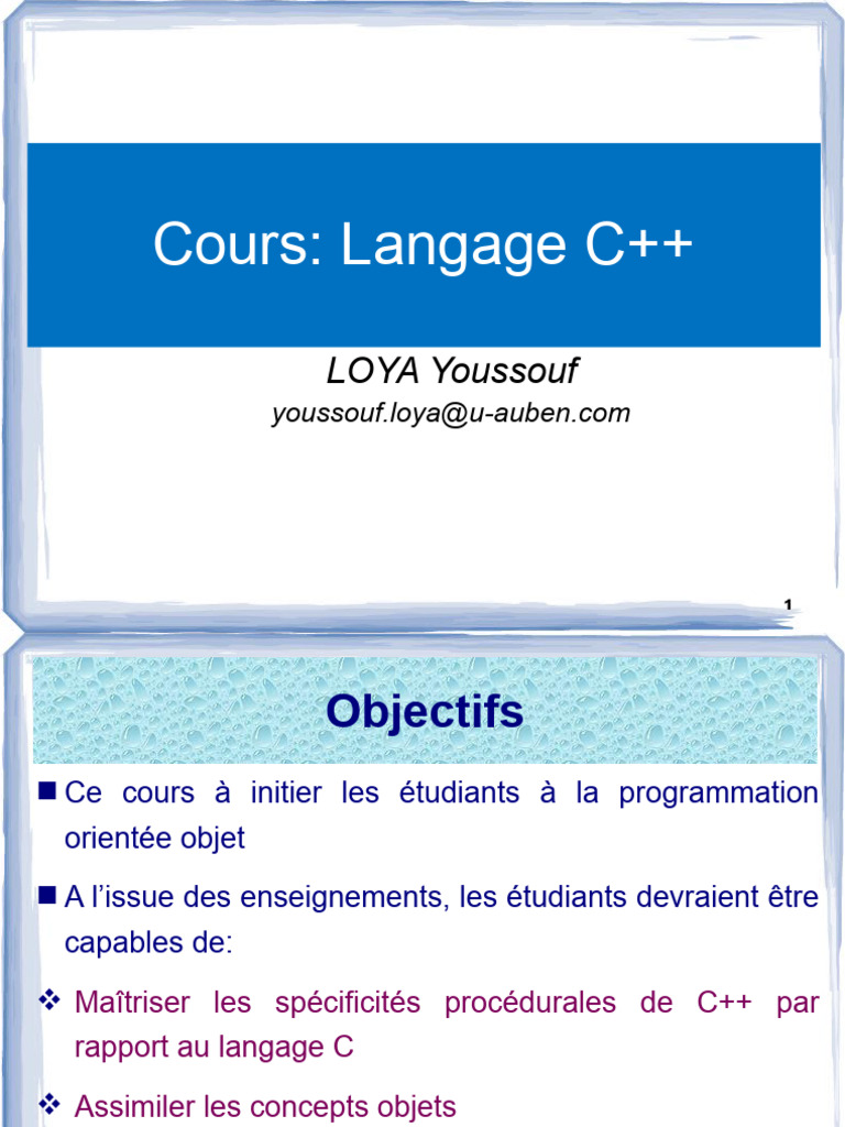 Présentation Cours C++ | PDF | C ++ | Ingénierie informatique