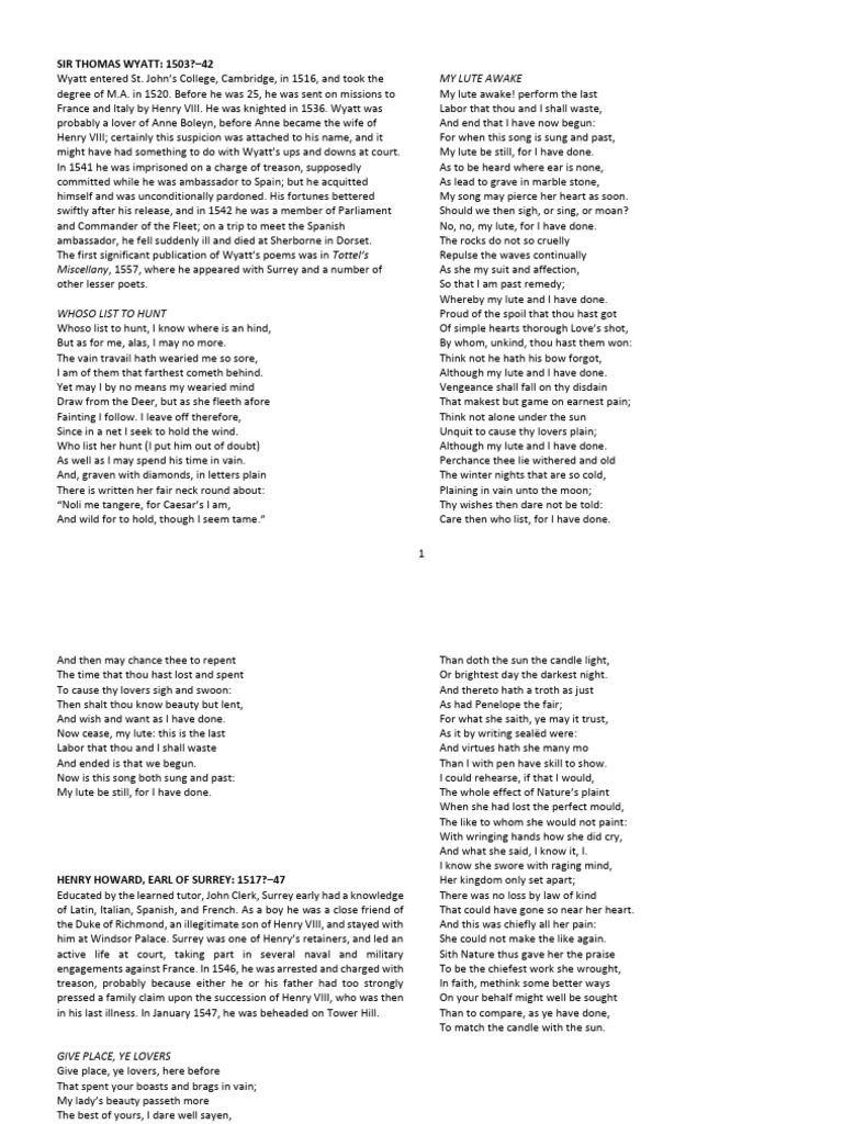 16thcentury English Poetry booklet PDF