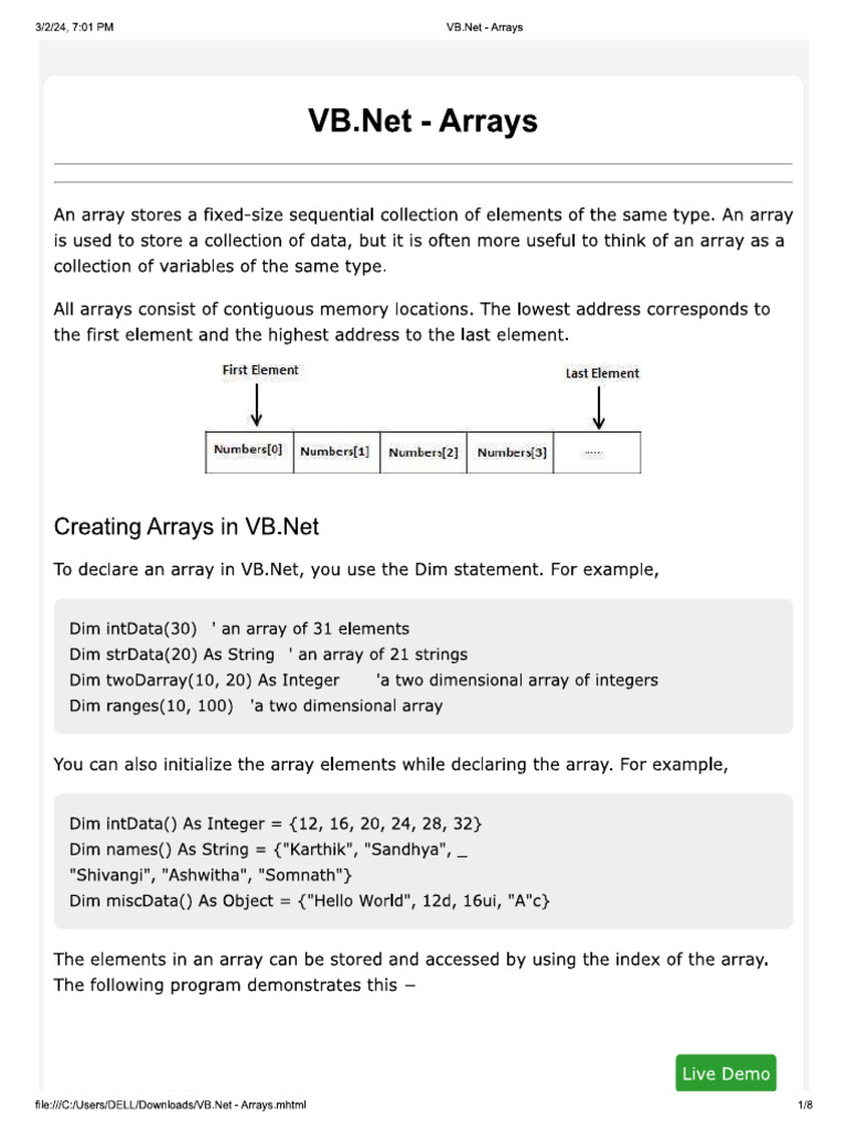 Arrays | PDF
