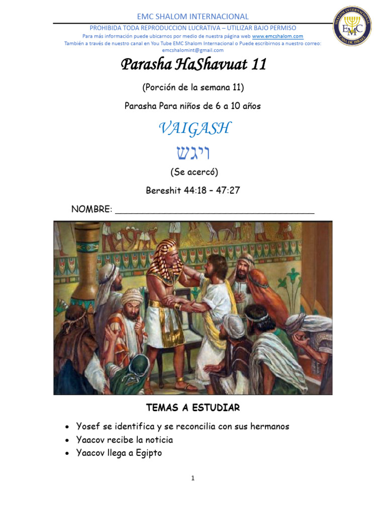 Parasha Vaigash para Niños | PDF