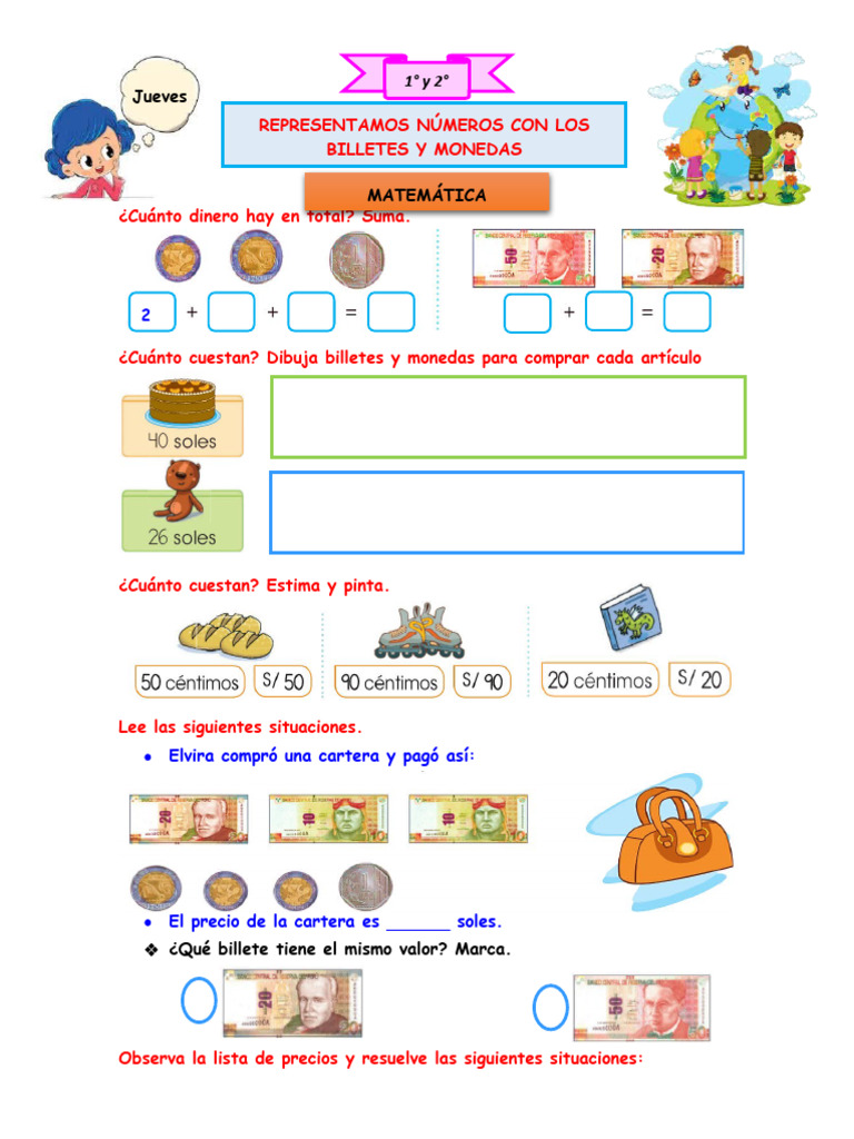 Actividades de dinero para primaria | PDF