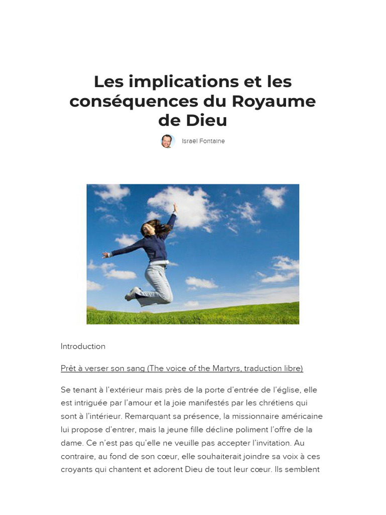 Implications du Royaume de Dieu | PDF | Dieu | Paul l'apôtre