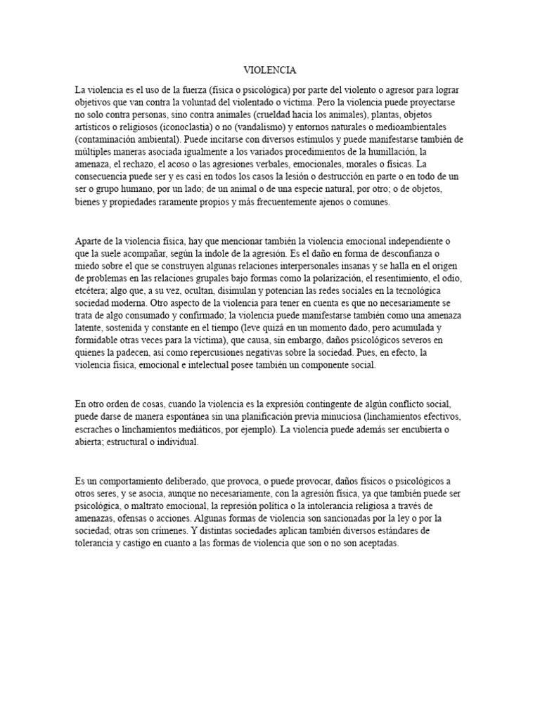 Tipos y Orígenes de la Violencia | PDF | Violencia | Psicología Social