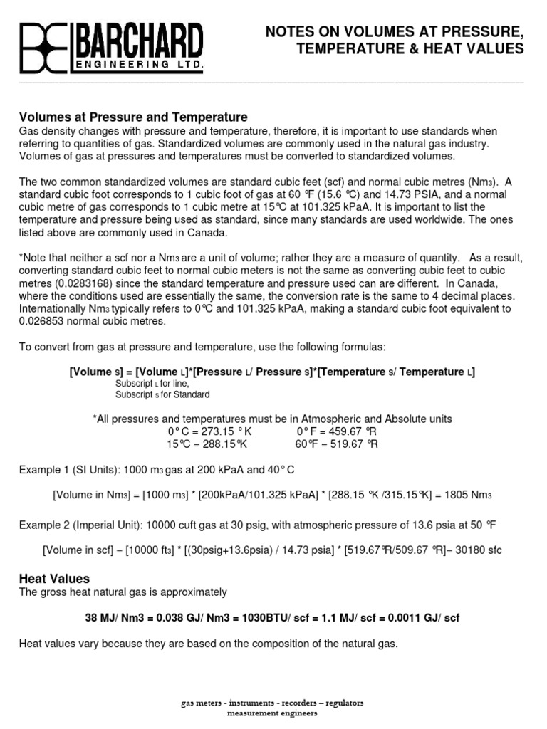 Actual and Standard Volumes | PDF | Pressure | Units Of Measurement