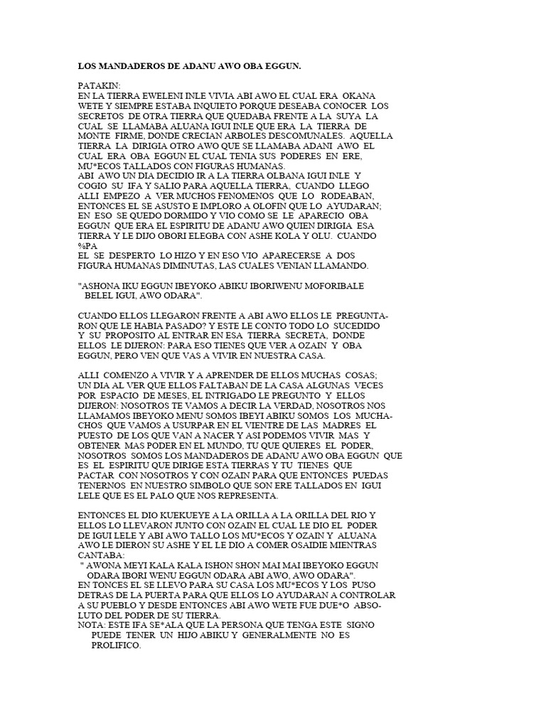 Los Mandaderos de Adanu Awo Oba Eggun | PDF | Creencia religiosa y ...