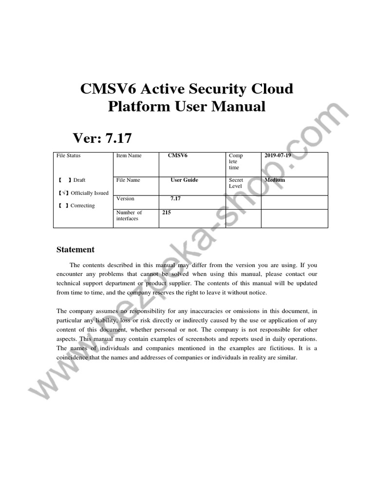 Cmsv6 Active Security Cloud Platform User Manual 20190719 1 | PDF ...