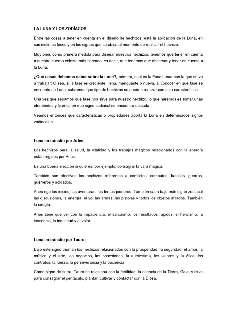 La Luna y Los Zodíacos | PDF | Luna | Amor