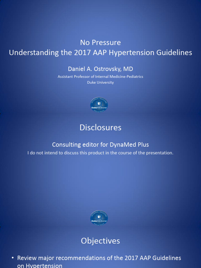 Blood Pressure Guidelines AAP 2017 Update For Duke | PDF | Hypertension ...