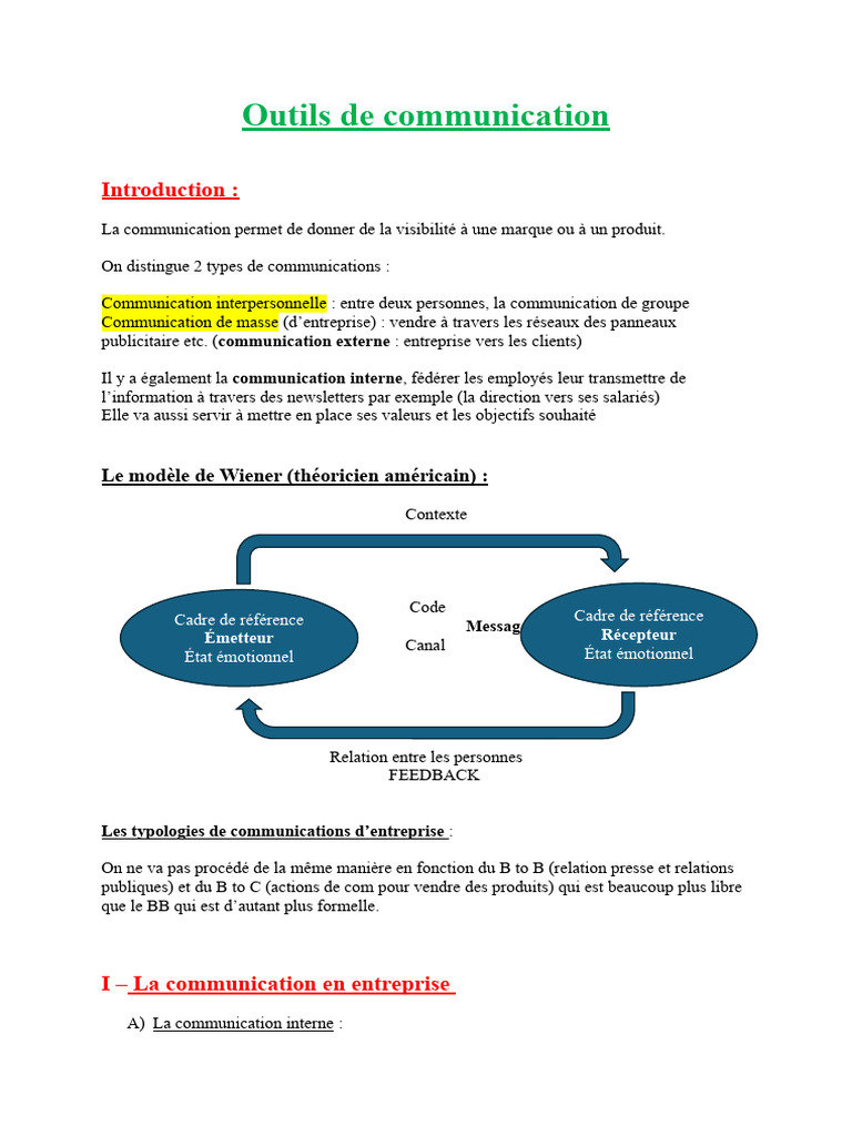 Outils de Communication en Entreprise | PDF | la communication | Marque
