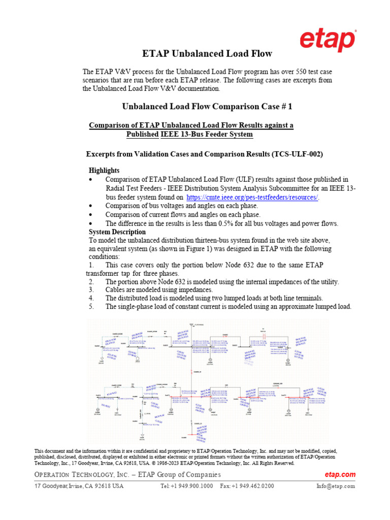 ETAP Unbalanced Load Flow Validation Results | PDF | Physical ...
