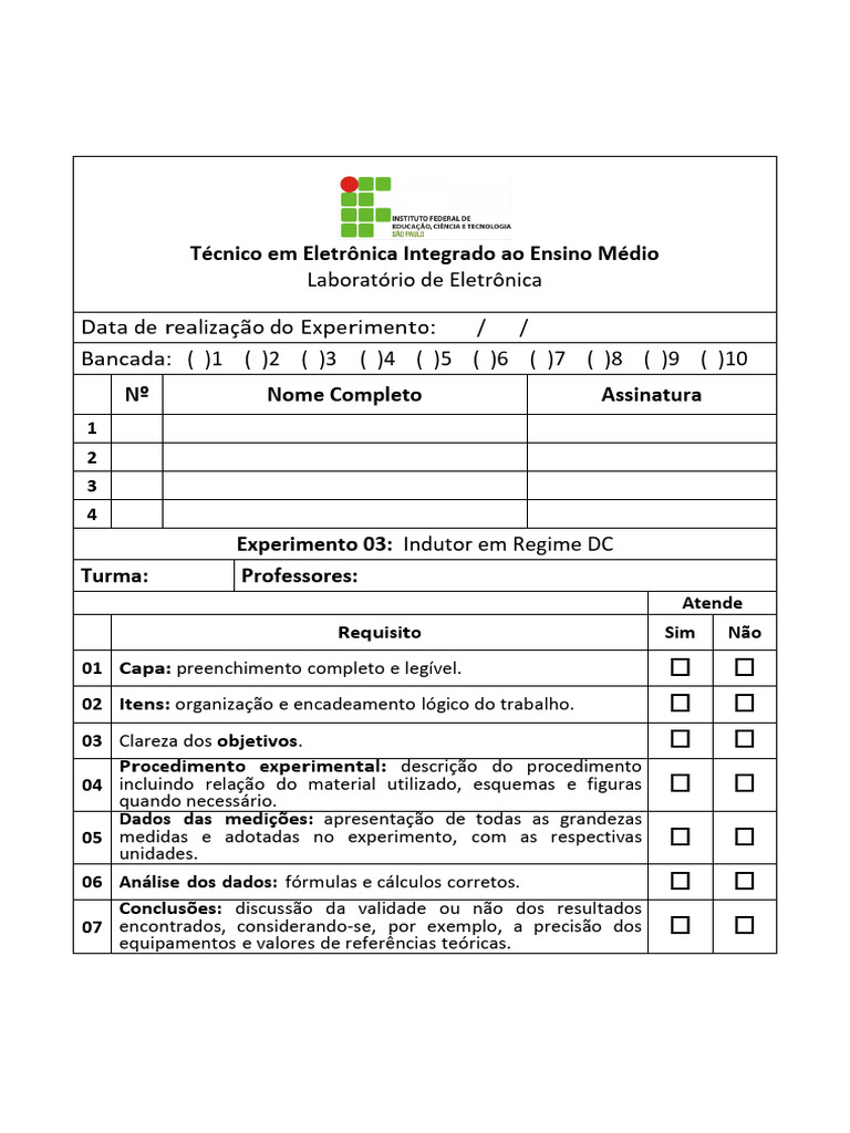 Exp 03 LELO Indutor em Regime DC IFSP | PDF | Indutor | Resistor