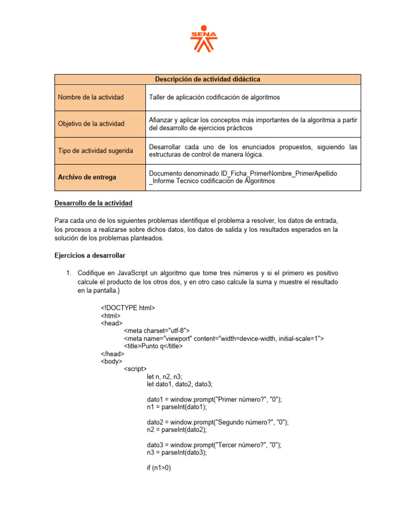 Taller de Algoritmos en JavaScript | PDF | Celsius | Algoritmos
